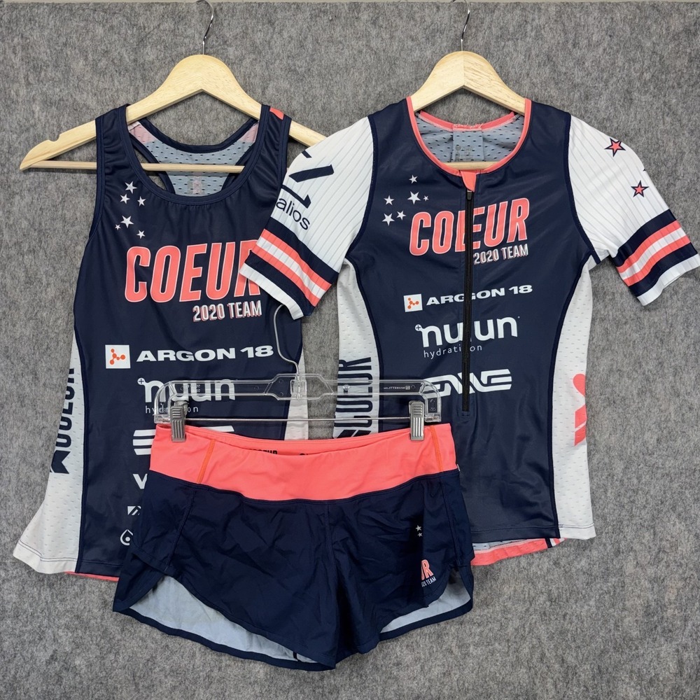 COEUR Triathlon Tank Top Shirt and Shorts Women's Pink Blue Training Run Cycling